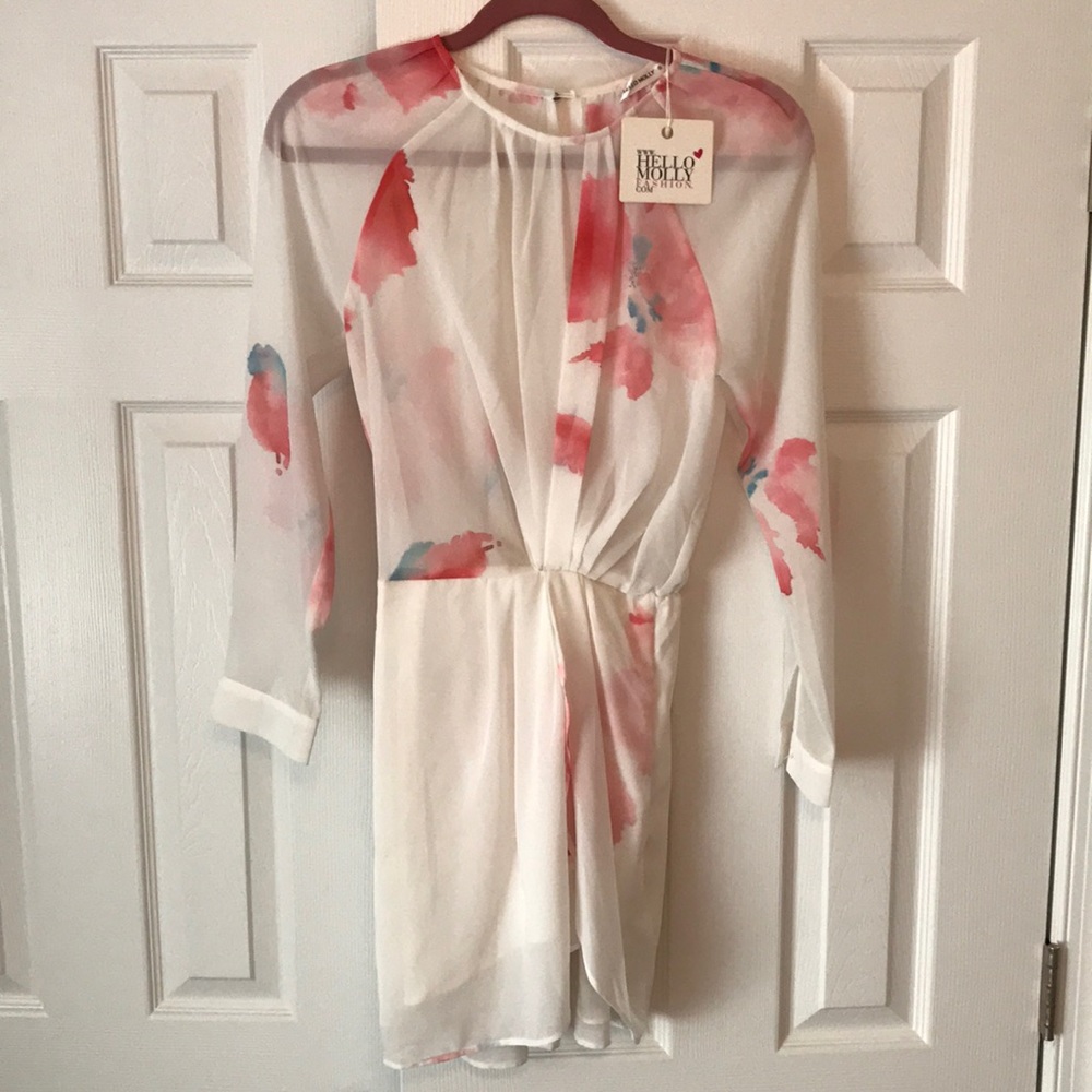 Hello Molly Playful Wrap Dress with Sheer Top